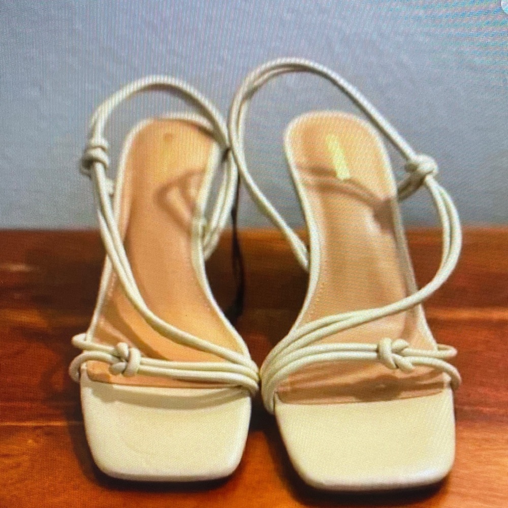 Express Cream and Gold Strappy Heels - Picture 2 of 3